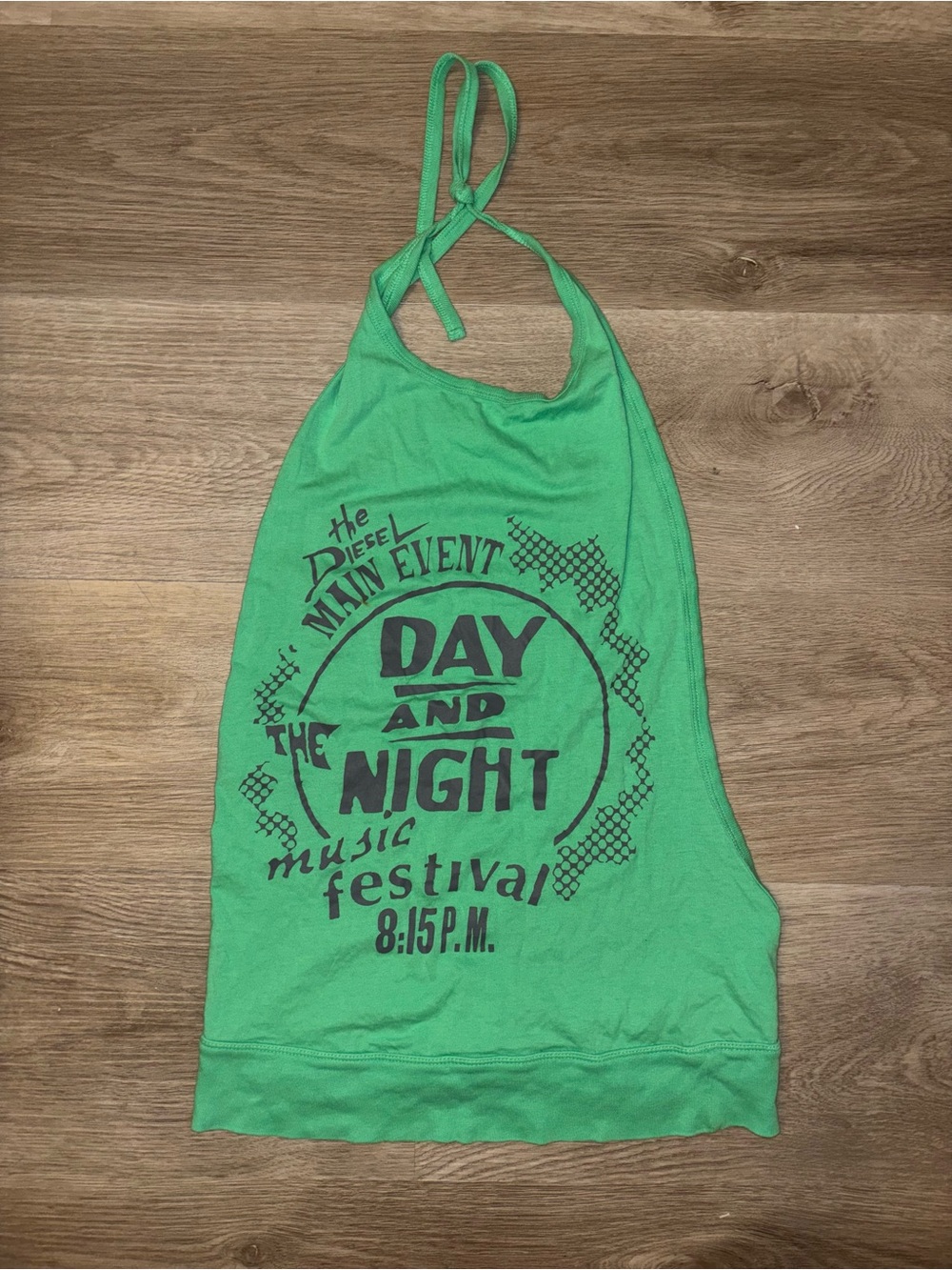 Diesel Green Graphic Halter Tank Top S Y2K